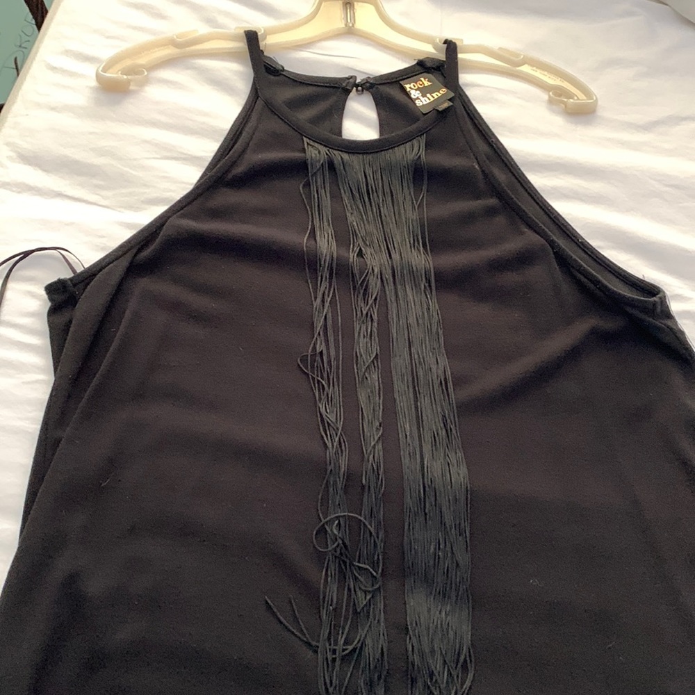 Rock n roll tee shirt with fringe
